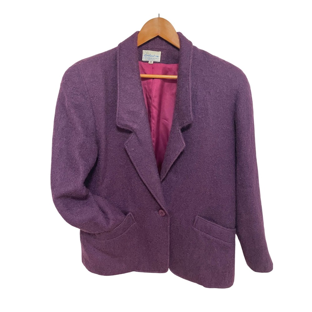 Vintage Purple Mohair Wool Blend Jacket Lombardi Inc‎ Made in USA Size 10